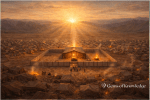 Ancient Israelite camp arranged around the glowing Tabernacle at sunrise, symbolizing God’s presence at the center of covenant community.