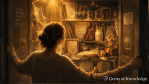 A cinematic image of a woman opening a dusty closet filled with forgotten dreams, journals, books, instruments, ministry notes, and glowing golden light.