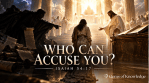 Heavenly courtroom scene illustrating Isaiah 54:17, with an accuser, a woman standing before God, and Jesus as her Mediator and Advocate.